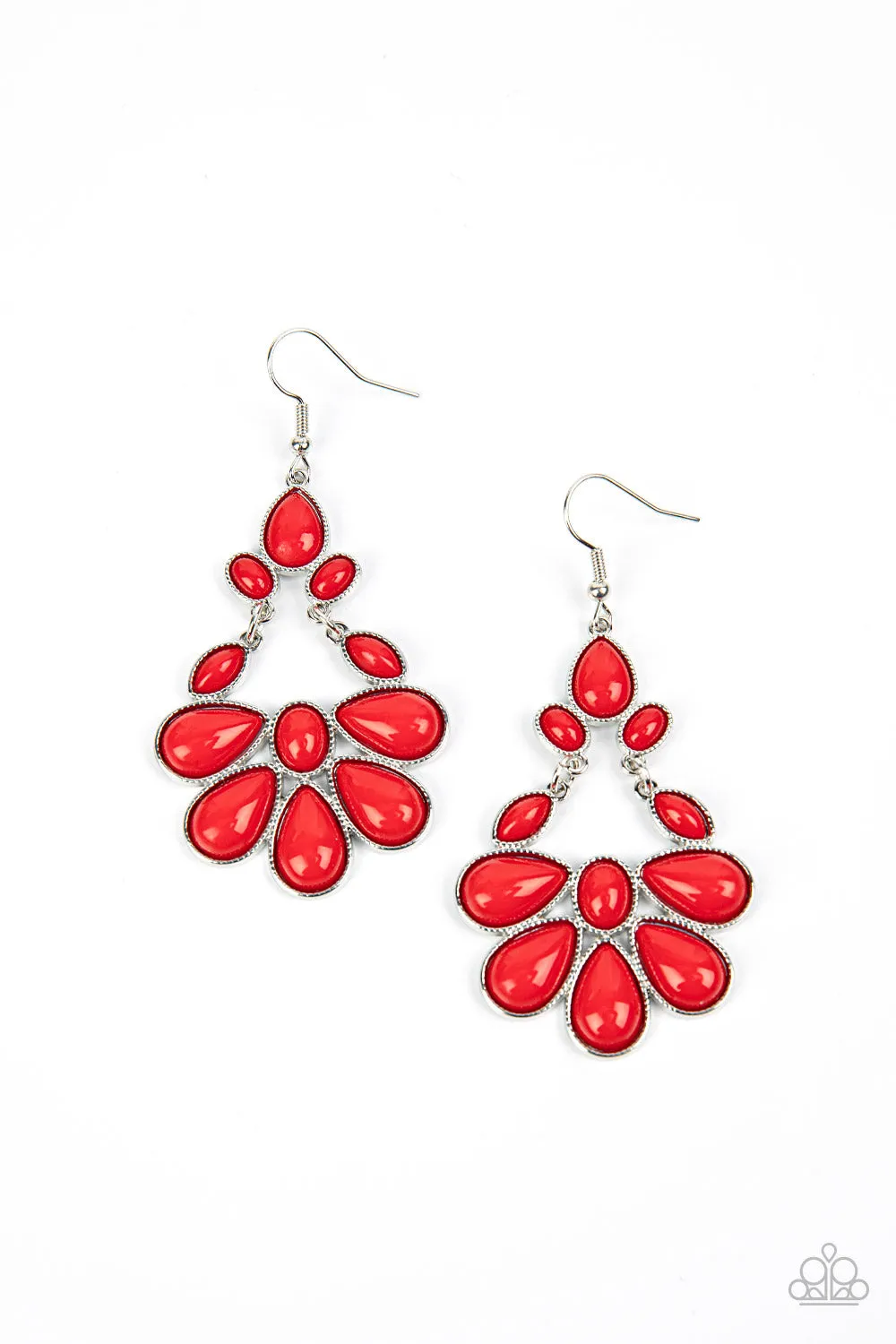 Paparazzi Colorfully Canopy - Red Oval Teardrop Earrings