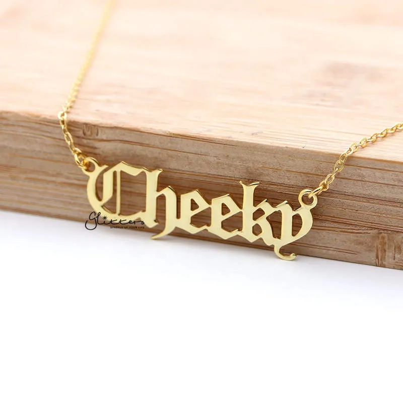 Personalised 24K Gold Plated Sterling Silver Name Necklace-Old English