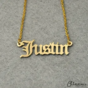 Personalised 24K Gold Plated Sterling Silver Name Necklace-Old English