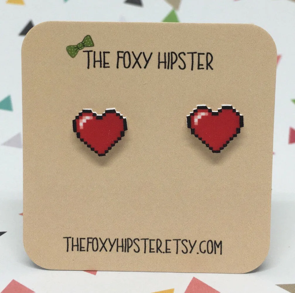 Pixel Heart stud Earrings