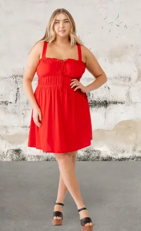 Plus Size Sleeveless Woven Ruffle Mini Dress