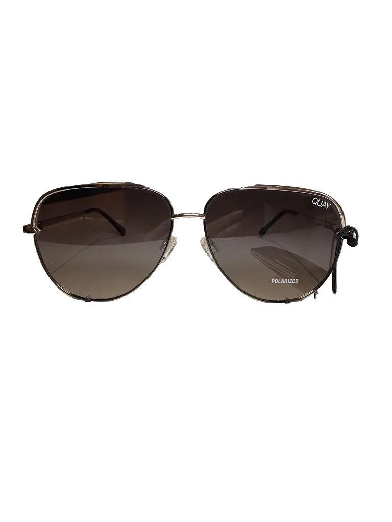 QUAY Metallic Polarized High Key Aviator Sunglasses One Size