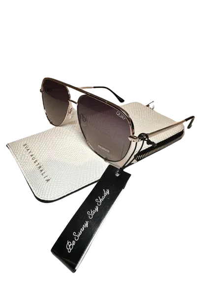 QUAY Metallic Polarized High Key Aviator Sunglasses One Size