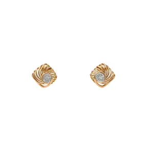 Revolve Diamond Square Diamond Earring Studs in 14K Rose Gold