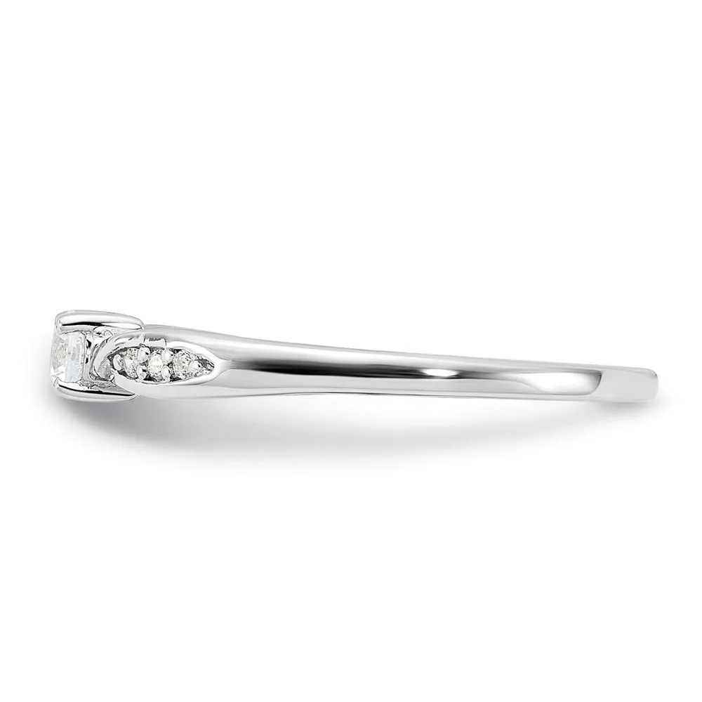 Rhodium-Plated Polished & CZ Ring in Sterling Silver