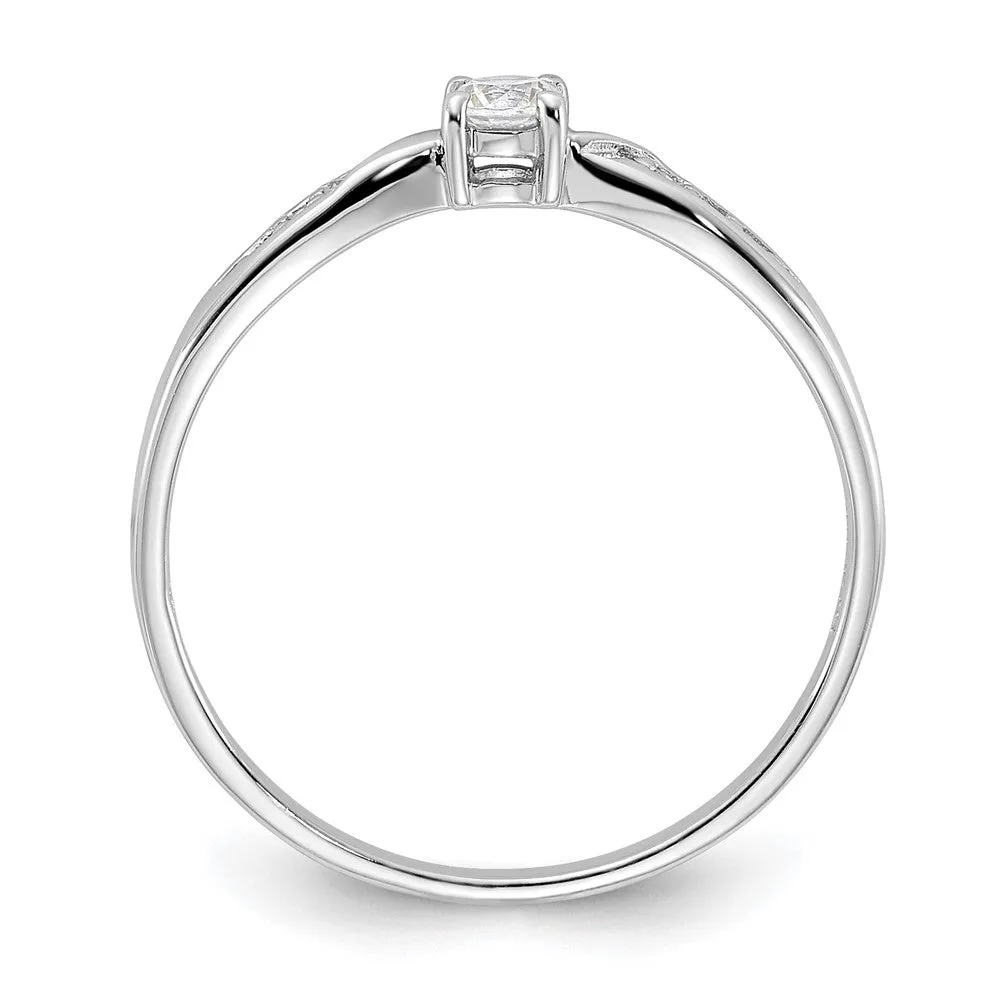 Rhodium-Plated Polished & CZ Ring in Sterling Silver