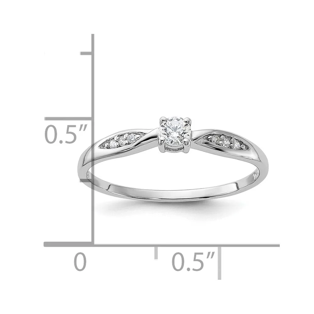 Rhodium-Plated Polished & CZ Ring in Sterling Silver