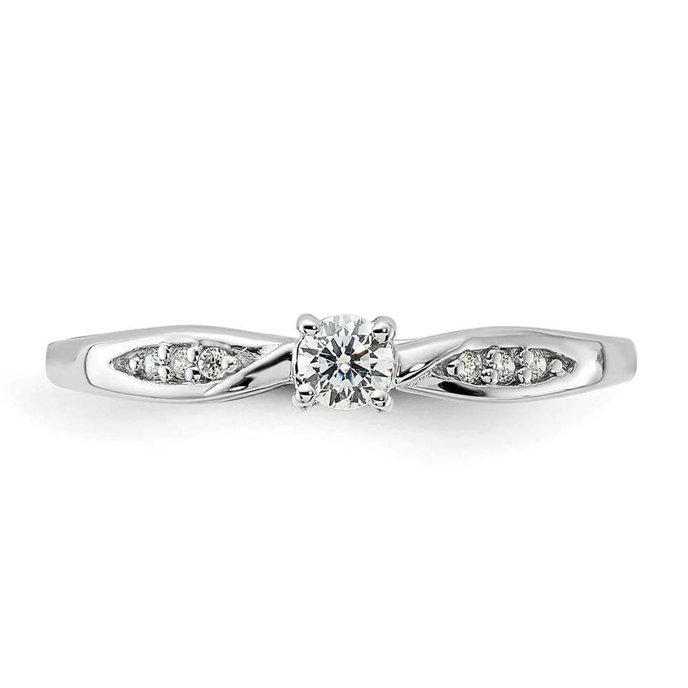 Rhodium-Plated Polished & CZ Ring in Sterling Silver