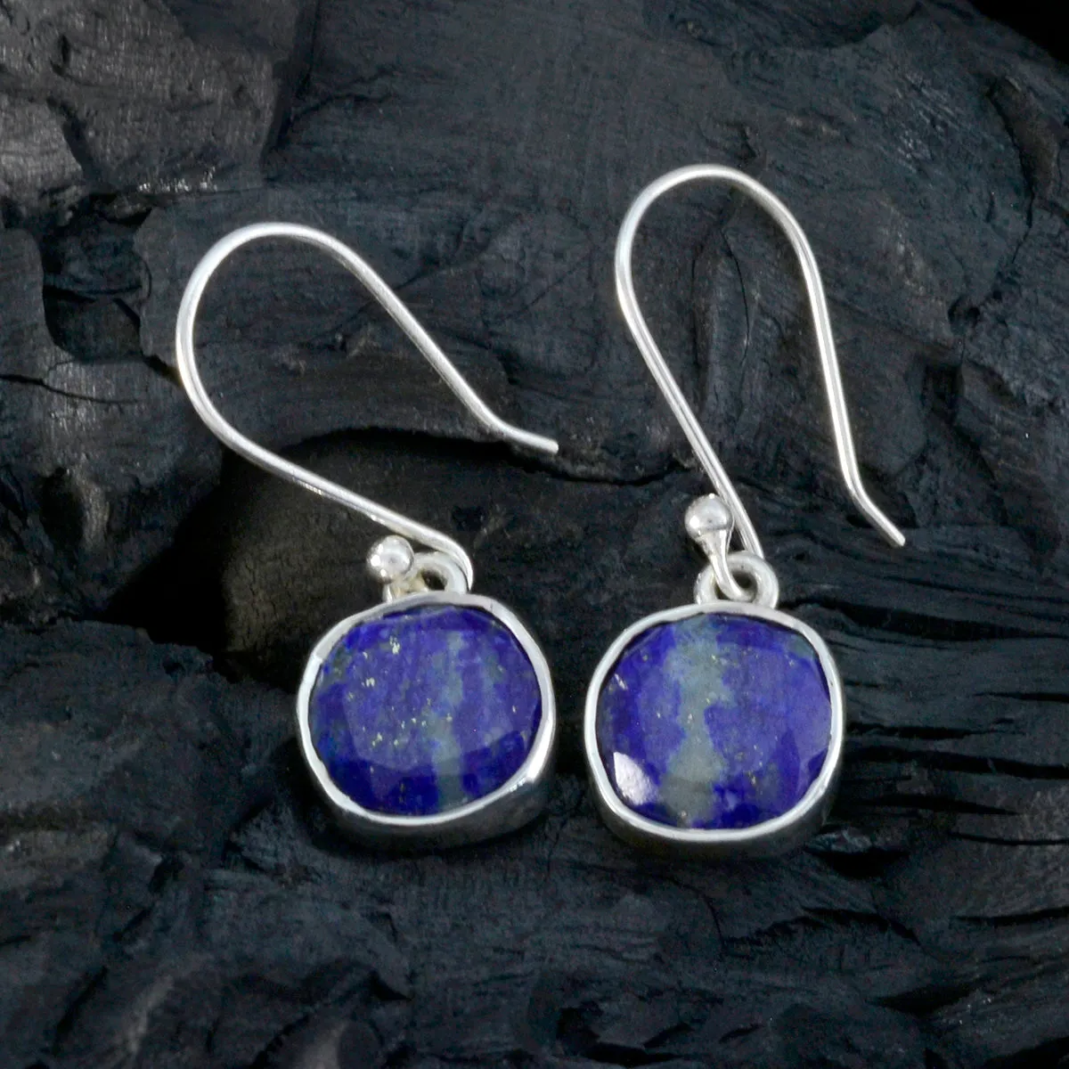 Riyo Appealing Sterling Silver Earring For Demoiselle Lapis Lazuli Earring Bezel Setting Blue Earring Dangle Earring