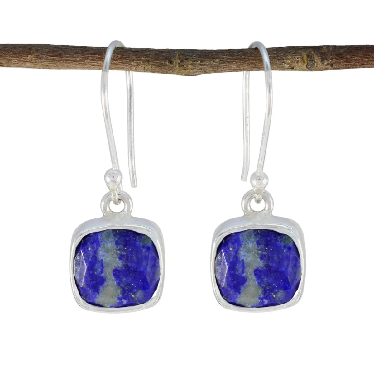 Riyo Appealing Sterling Silver Earring For Demoiselle Lapis Lazuli Earring Bezel Setting Blue Earring Dangle Earring