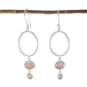 Riyo Delightful 925 Sterling Silver Earring For Demoiselle Rose Quartz Earring Bezel Setting Pink Earring Dangle Earring