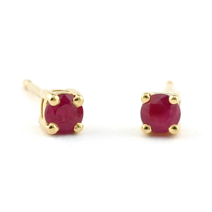 Round Ruby Stud Earrings,  3mm