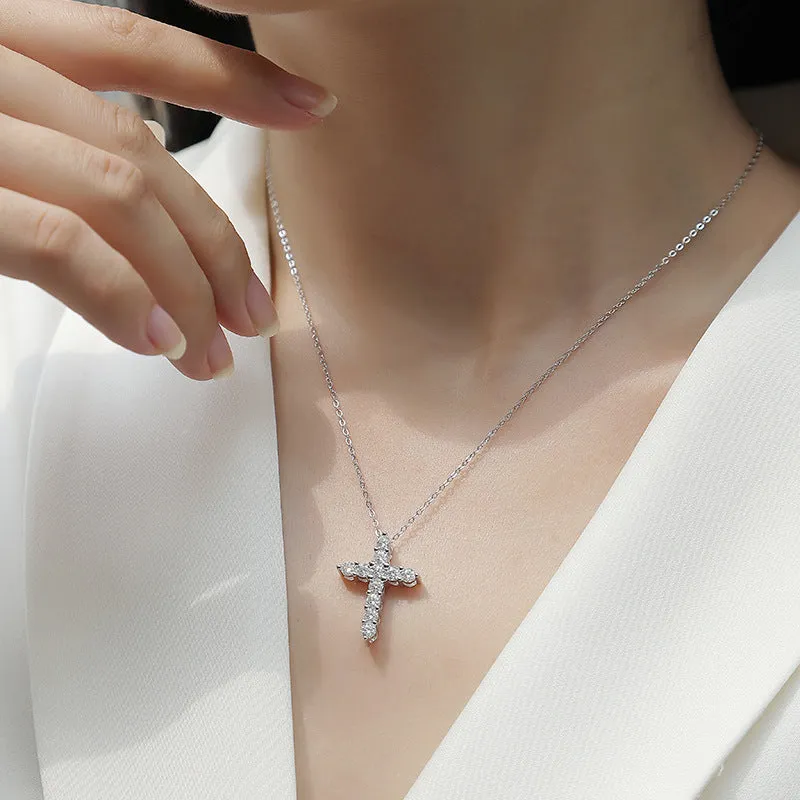 S925 Moissanite Mini Cross Necklace