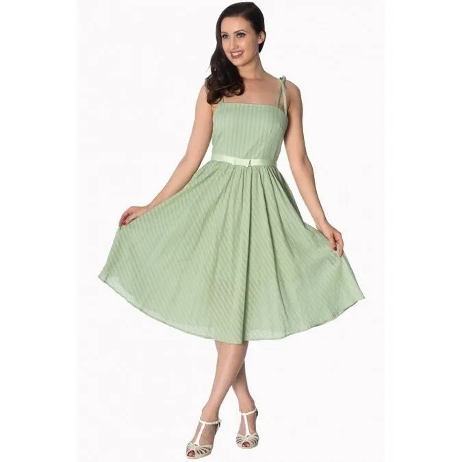 Sage Green Shoulder Strap Summer Swing Dress