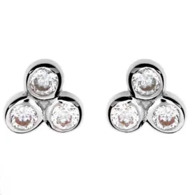 SALE Sybella Jade CZ Stud Earrings Silver