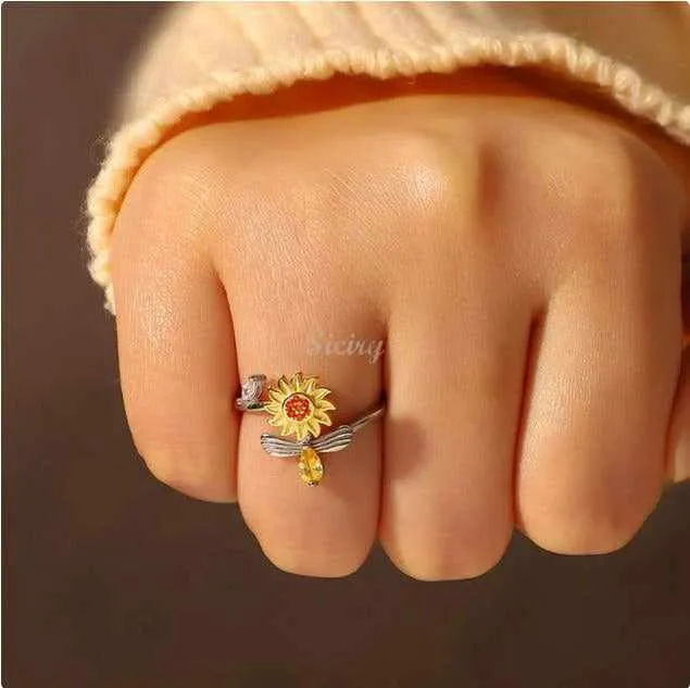 Siciry Sunflower Fidget Rings