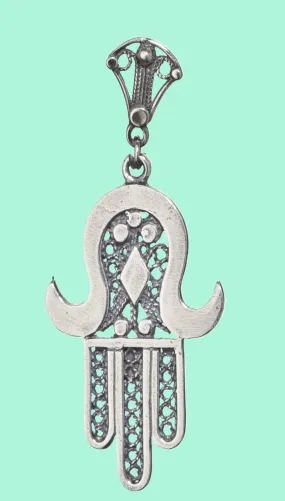 Silver Hamsa pendant sterling silver 925 ethnic jewelry