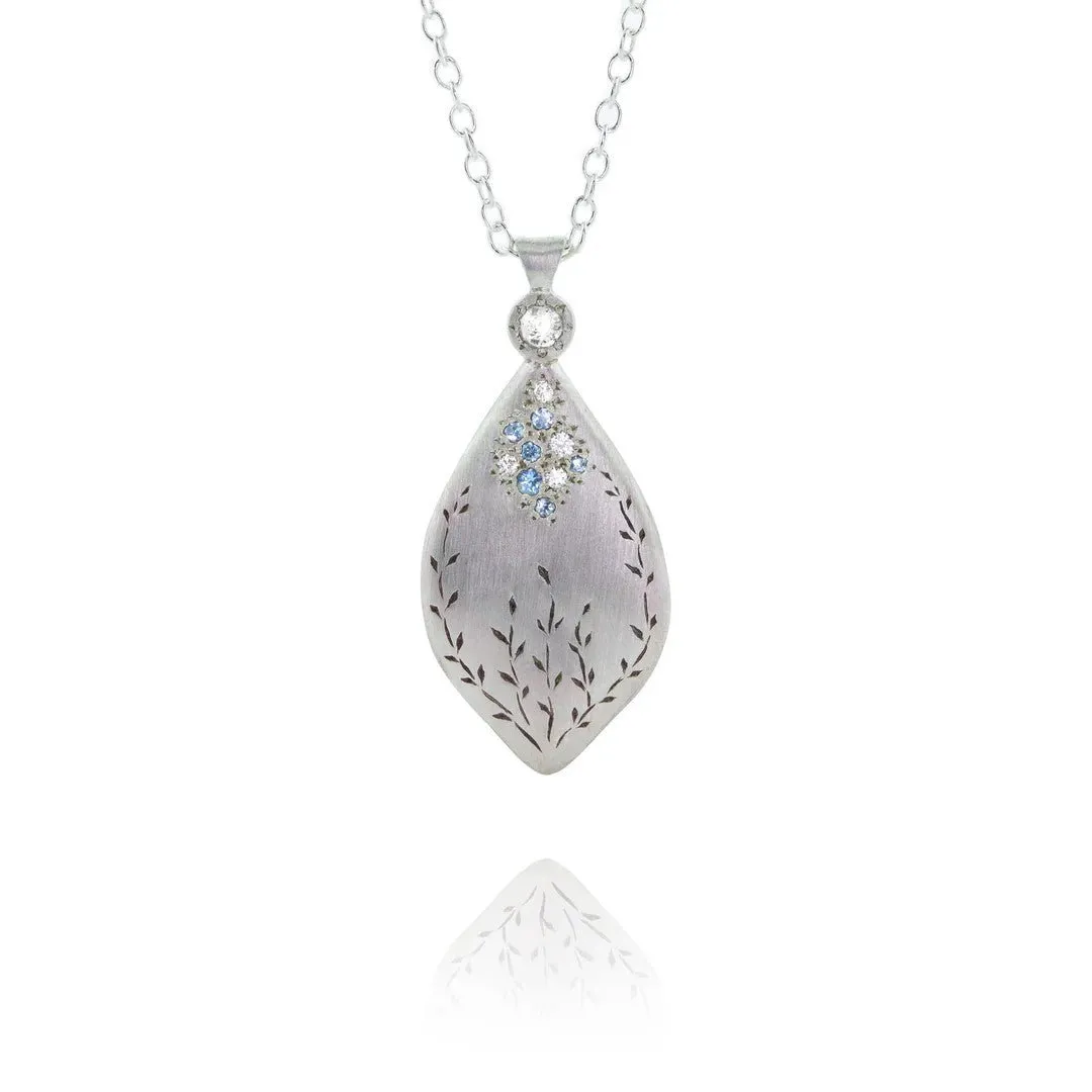 Silver Secret Garden Necklace with Aquamarines & Diamonds