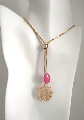 Sinamay with Marquis Pink Agate Slider Necklace