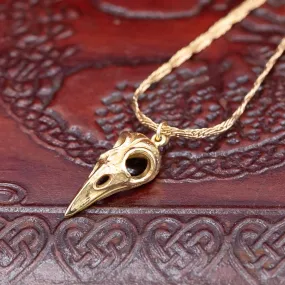 Small Bronze Raven's Skull Pendant