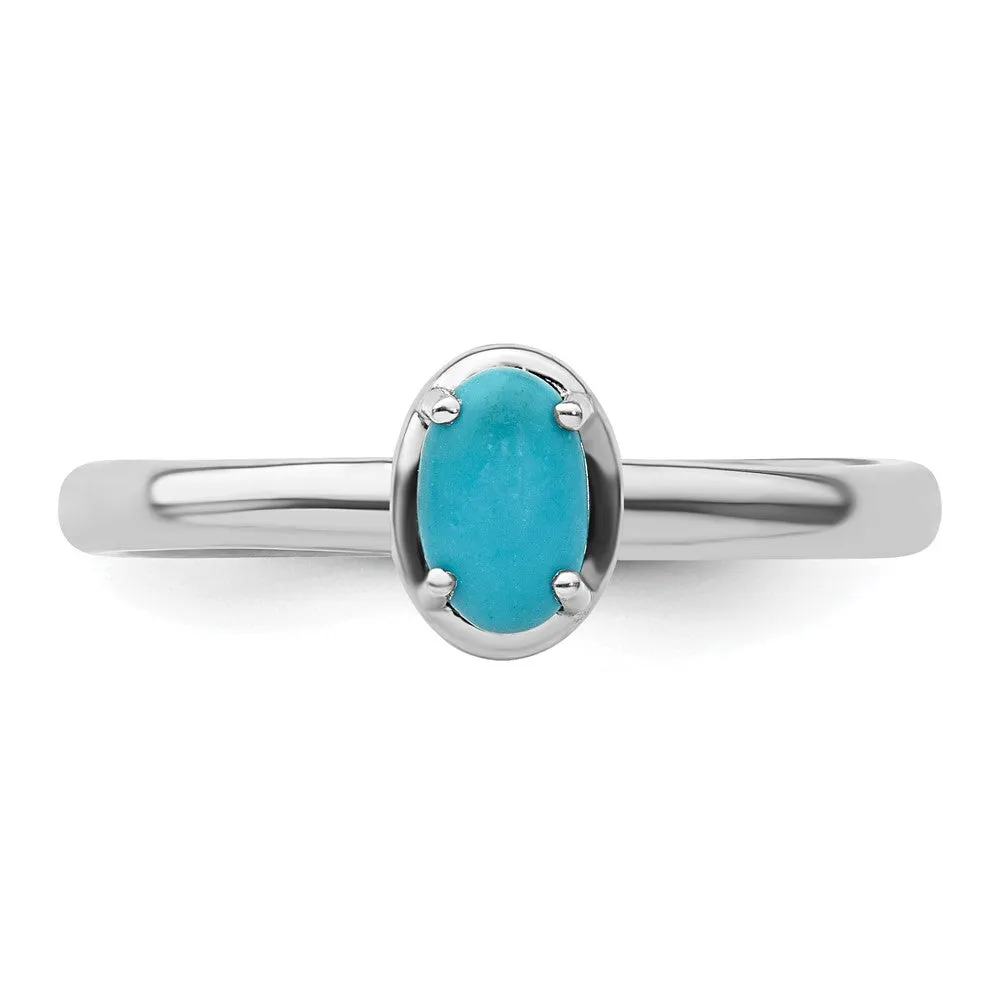 Stackable Expressions Turquoise Polished Ring in Sterling Silver