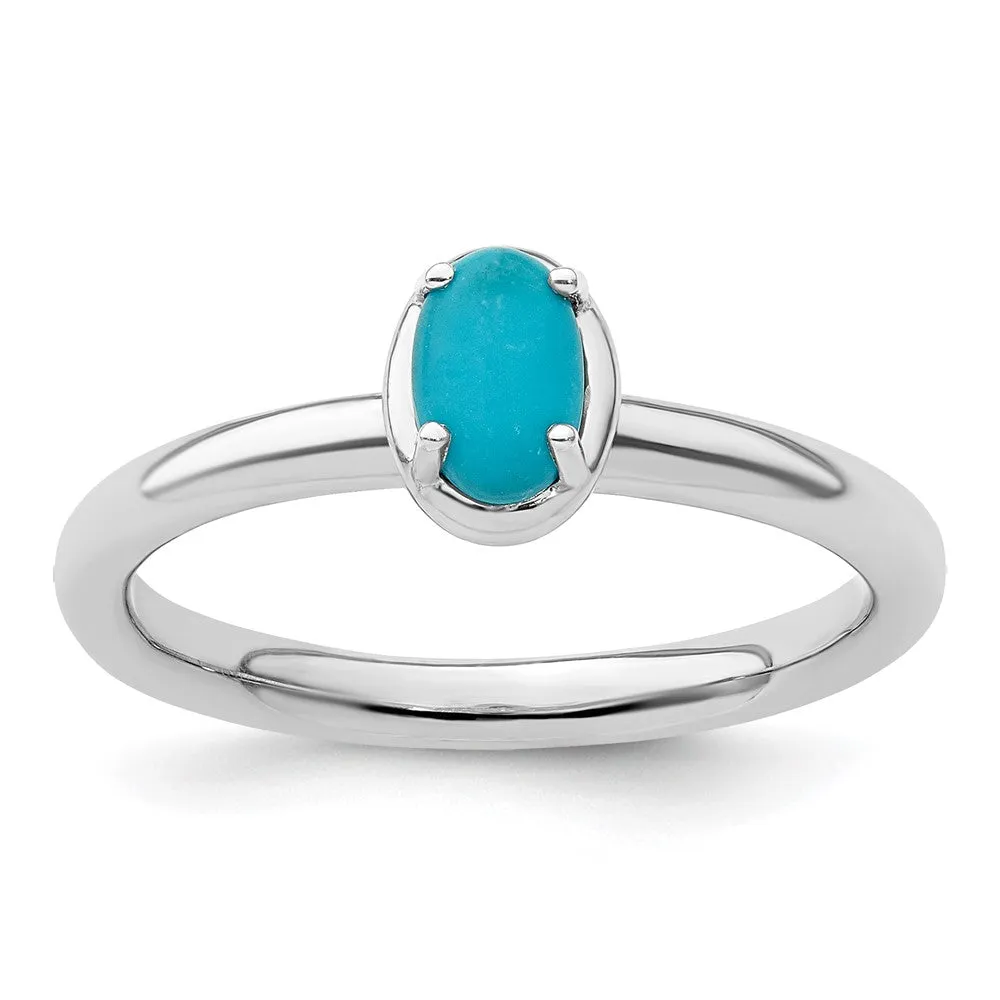 Stackable Expressions Turquoise Polished Ring in Sterling Silver