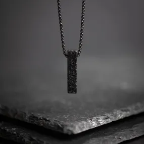 Stainless steel necklace with a Black Lava stone