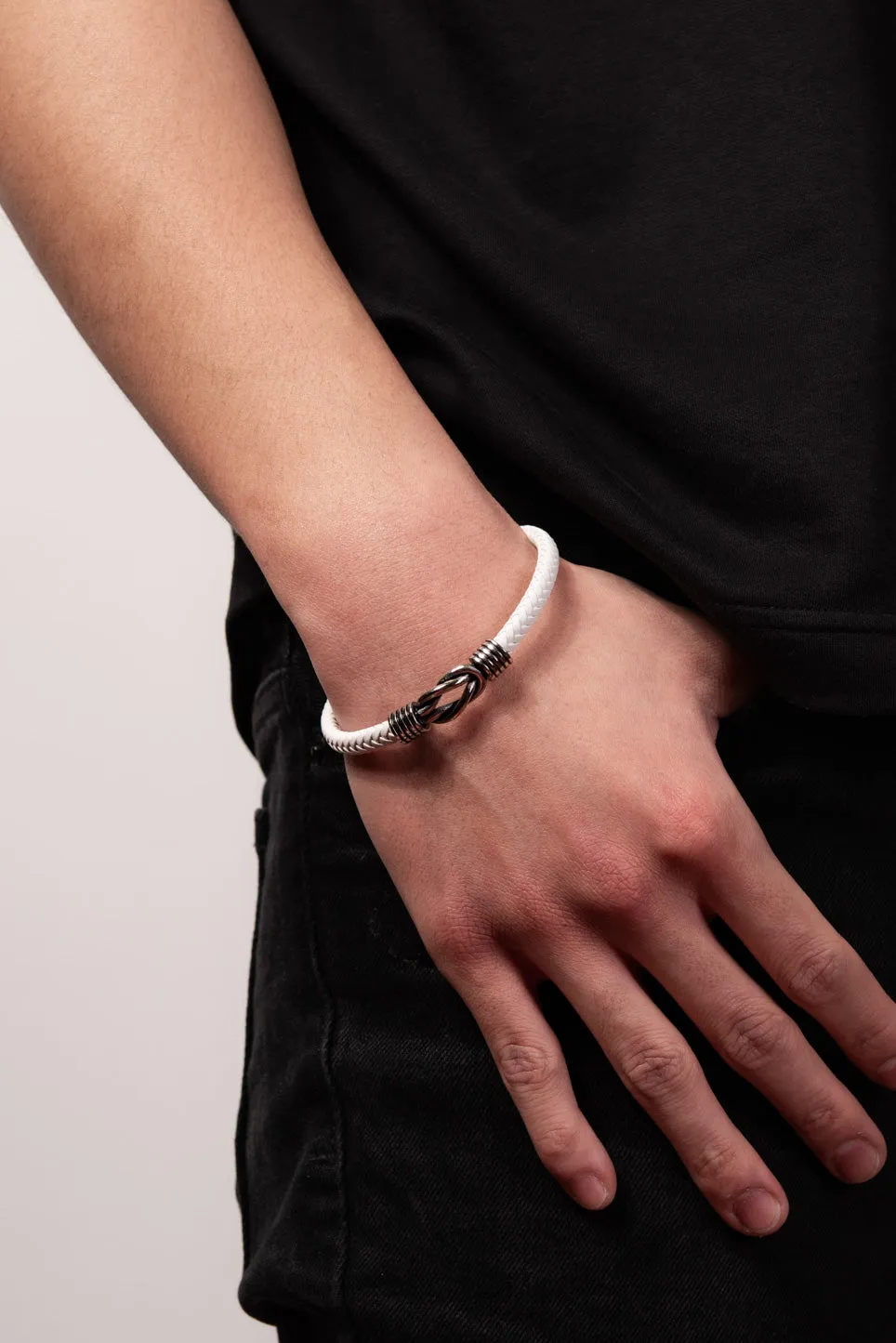 Stainless Steel White Cord Bracelet