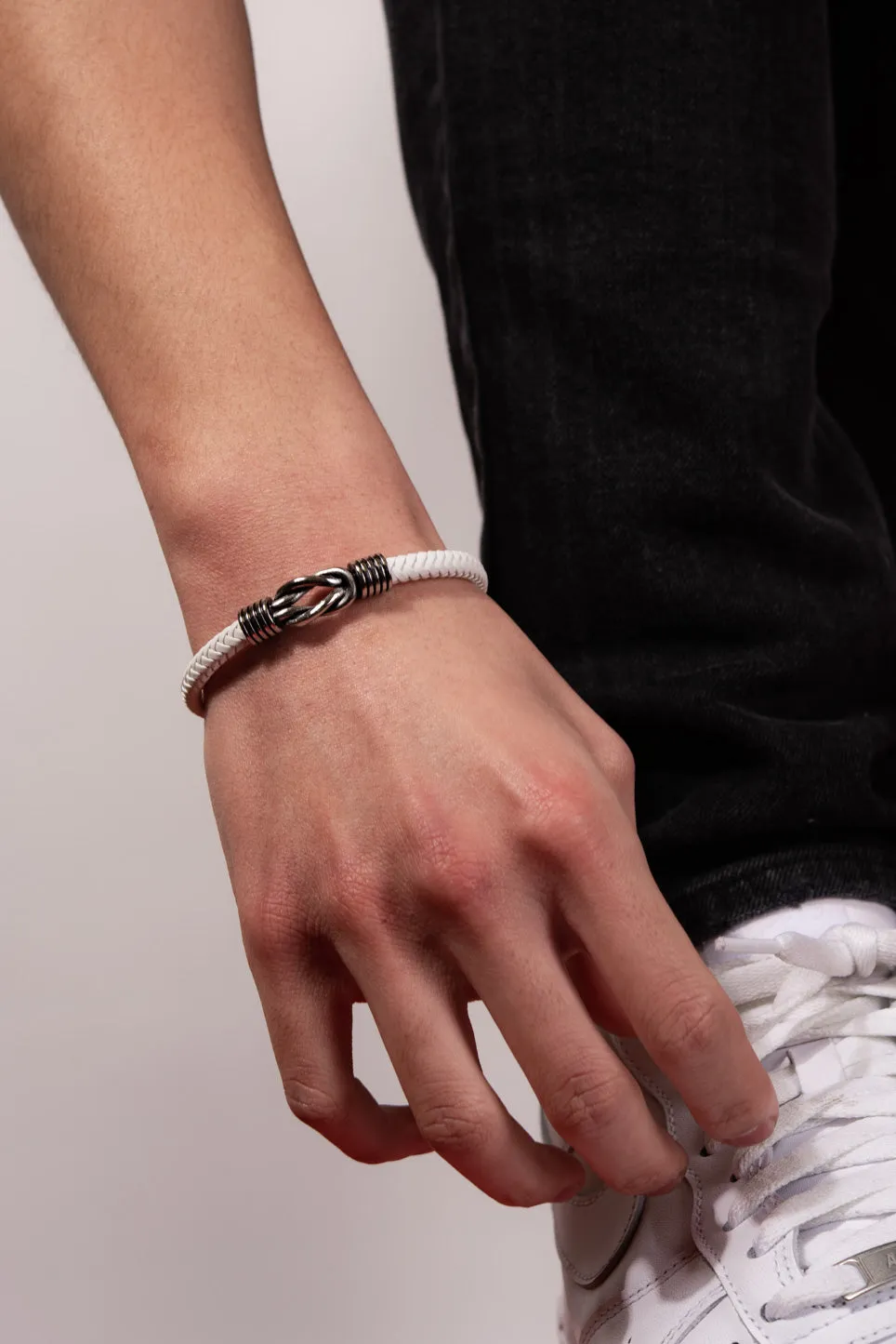 Stainless Steel White Cord Bracelet