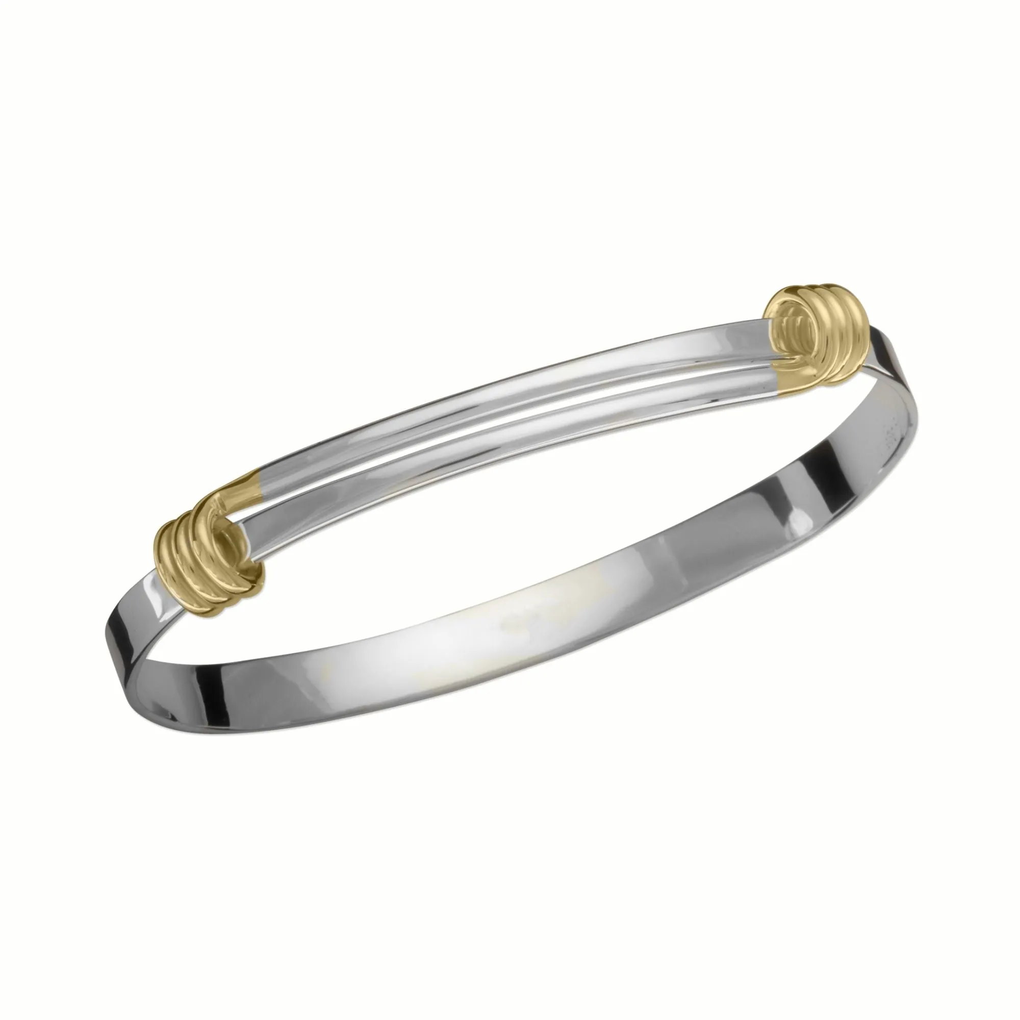 STERLING SILVER SIGNATURE BANGLE BRACELET WITH 14K YELLOW GOLD COILS