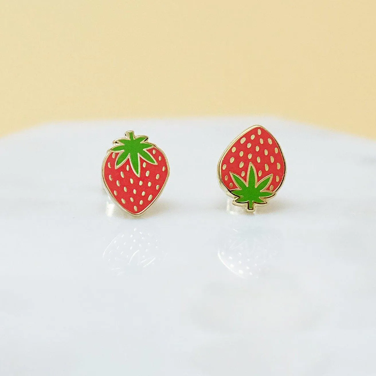 Strawberry Earrings - Gold Plated Studs