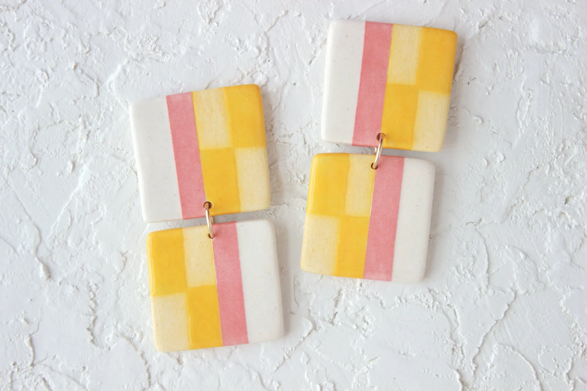 Striped Check Statement Earrings