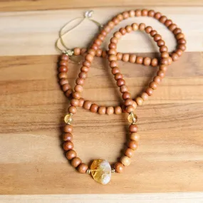 Success Sandalwood and Citrine Mala Necklace