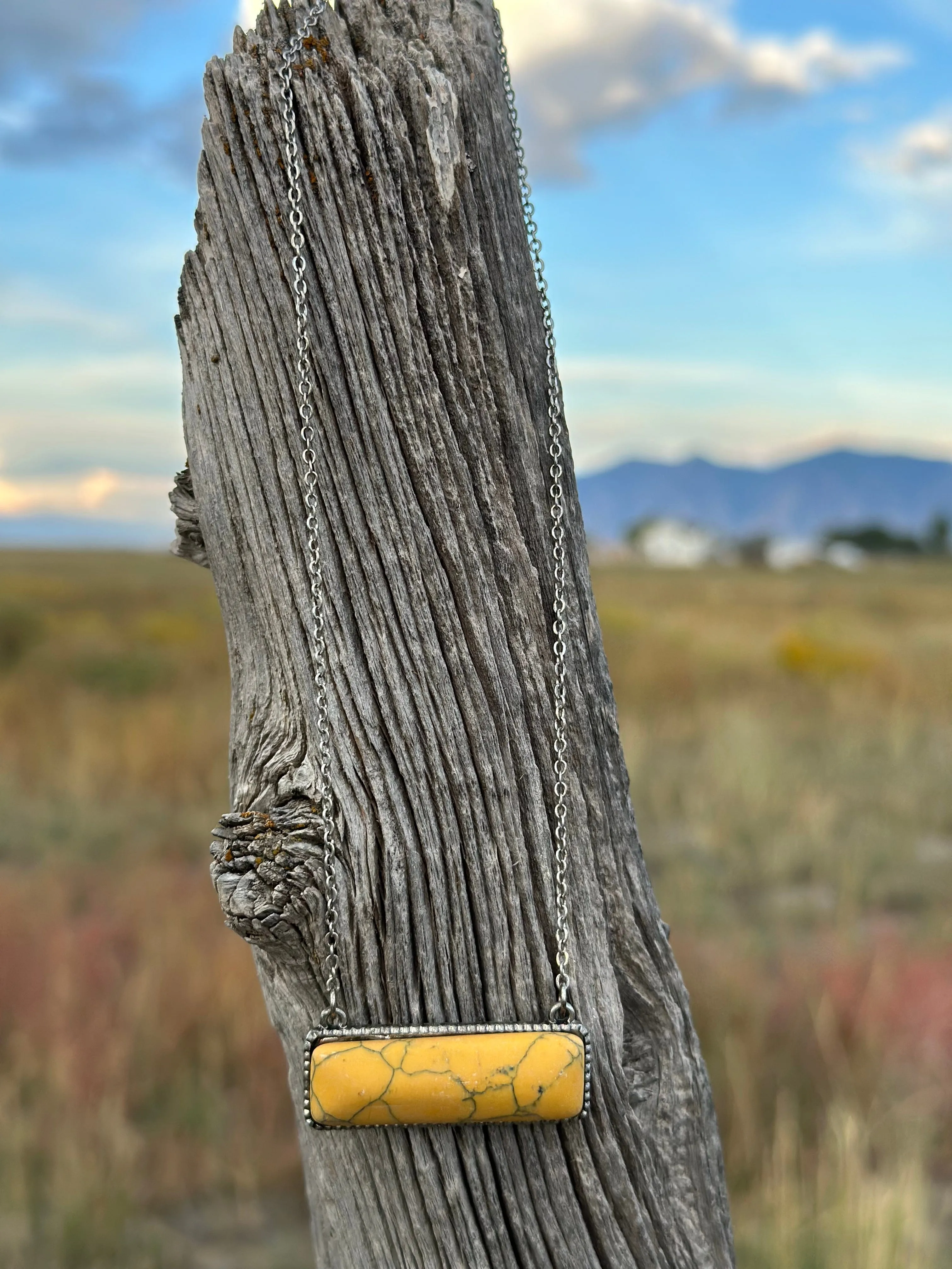 The Cute Mustard Bar Necklace On Chain