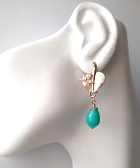 Tria Brass Studs with Amazonite Dangles