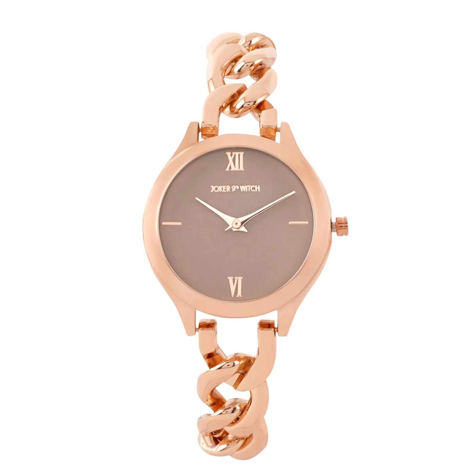 Vegas Taupe Dial Rose Gold Metallic Watch