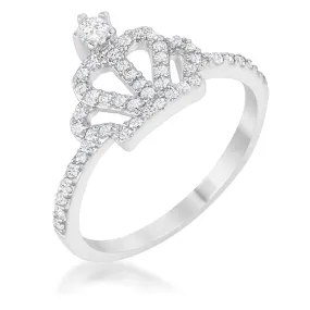 WildKlass 0.36ct CZ Rhodium Plated Simple Crown Ring