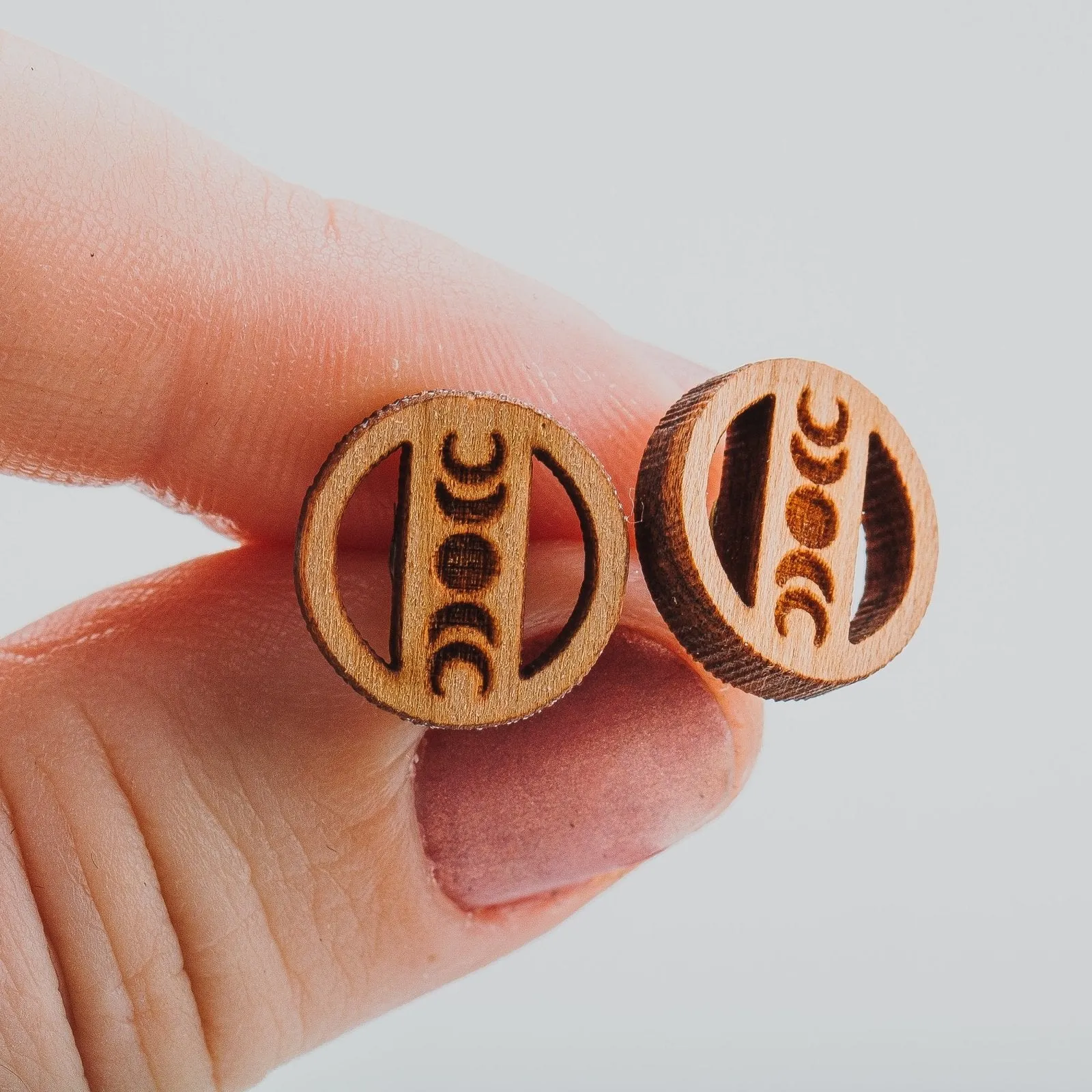 Wood Moon Phase Earrings