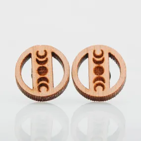 Wood Moon Phase Earrings