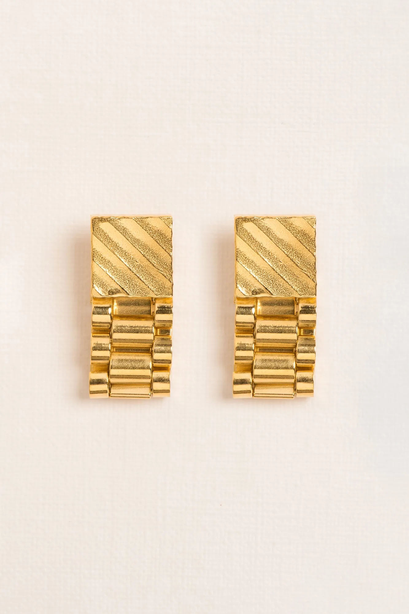 Wouters & Hendrix - Cufflink and Watch Chain Stud Earrings in Gold