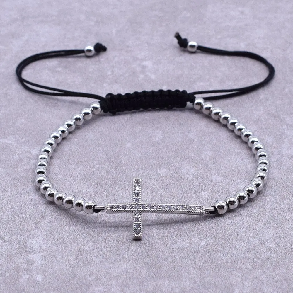 WWJD Jesus Christian Horizontal Sideways Cross Bracelet