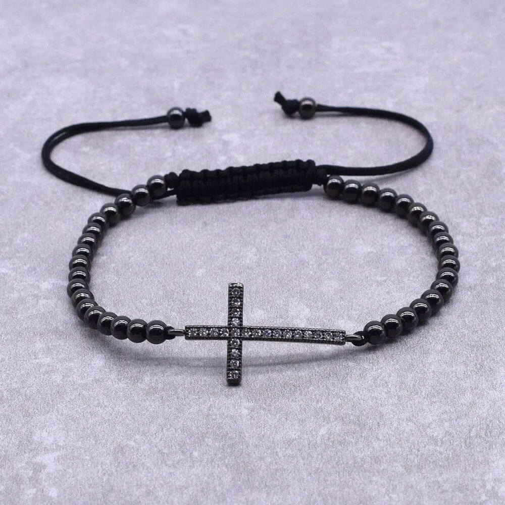 WWJD Jesus Christian Horizontal Sideways Cross Bracelet