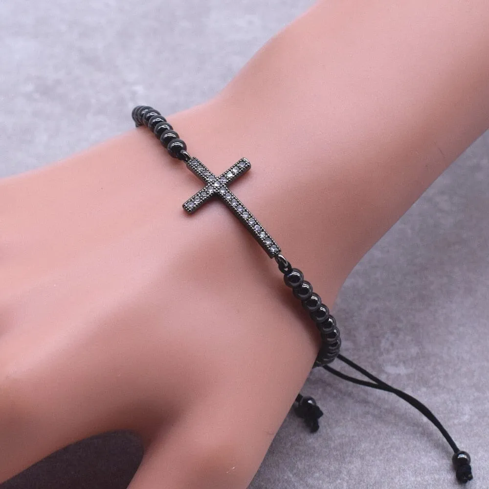 WWJD Jesus Christian Horizontal Sideways Cross Bracelet